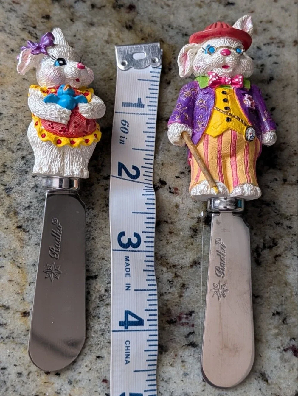 CHRISTOPHER RADKO dapper hare rabbit family spreader knife set